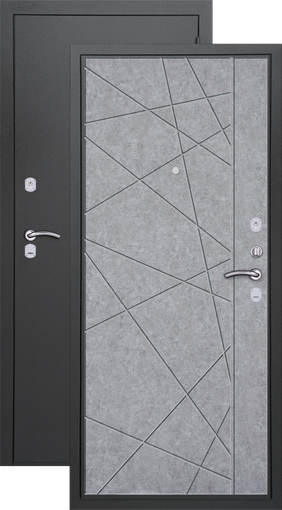 Дверь входная Хьюстон Термо букле темно серый бетон светлый 970 левая