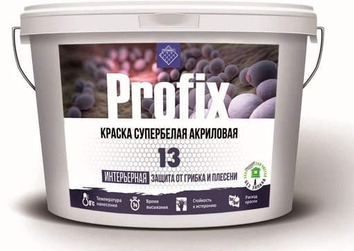Краска водоэмульсионная Профикс для защиты от грибка и плесени 3 кг