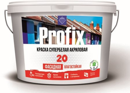 Краска водоэмульсионная Профикс фасадная супербелая 7 кг