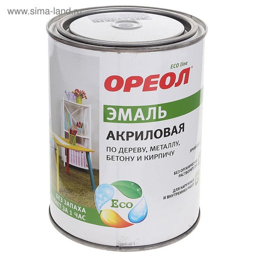Эмаль акриловая серая Ореол 0,9 кг