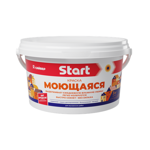 Краска водоэмульсионная Старт акриловая моющаяся 1 кг